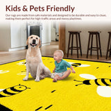 Ultra Soft Area Rug, Non Slip, Stain Resistant, Washable Area Rugs for Living Room, Bedroom, Joyful Garden-Inspired Round Mat(Yellow)