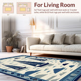 Ultra Soft Area Rug, Non Slip, Stain Resistant, Washable Area Rugs for Living Room, Bedroom, Coastal Nautical Sailboat Aesthetic(Blue)