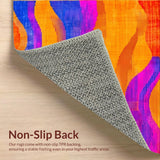 Ultra Soft Area Rug, Non Slip, Stain Resistant, Washable Area Rugs for Living Room, Bedroom, Contemporary Psychedelic Art Style(Orange)