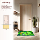 Ultra Soft Area Rug, Non Slip, Stain Resistant, Washable Area Rugs for Living Room, Bedroom, Lively Multicolor Animal Print(Green)