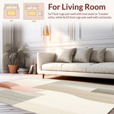 Ultra Soft Area Rug, Non Slip, Stain Resistant, Washable Area Rugs for Living Room, Bedroom, Echoing Sands Area Sculpted Beige & Sand Abstract Geometric Design(Beige)