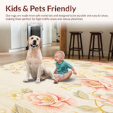 Ultra Soft Area Rug, Non Slip, Stain Resistant, Washable Area Rugs for Living Room, Bedroom, Garden Bloom Anti Fatigue Area Pair Beige Petal Comfort Mat(Ivory)