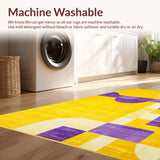 Ultra Soft Area Rug, Non Slip, Stain Resistant, Washable Area Rugs for Living Room, Bedroom, Happy Artistic Textured Style(Yellow)