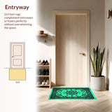 Ultra Soft Area Rug, Non Slip, Stain Resistant, Washable Area Rugs for Living Room, Bedroom, Green and Turquoise Meditation Space Easy Care Carpet(Blue)