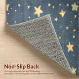 Ultra Soft Area Rug, Non Slip, Stain Resistant, Washable Area Rugs for Living Room, Bedroom, Charming Soft Grey Cosmic Motif(Blue)