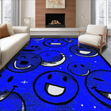 Ultra Soft Area Rug, Non Slip, Stain Resistant, Washable Area Rugs for Living Room, Bedroom, Funky Blue Circular Pop(Blue)