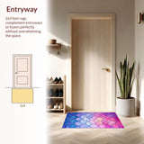 Ultra Soft Area Rug, Non Slip, Stain Resistant, Washable Area Rugs for Living Room, Bedroom, Serene Aquatic Color Blend(Purple)