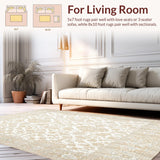 Ultra Soft Area Rug, Non Slip, Stain Resistant, Washable Area Rugs for Living Room, Bedroom, Area Small Entryway Boho Accent Floor Cover Distressed(Beige)