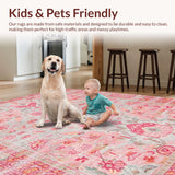 Ultra Soft Area Rug, Non Slip, Stain Resistant, Washable Area Rugs for Living Room, Bedroom, Vibrant Nature-Inspired Boho Charm(Pink)