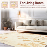 Ultra Soft Area Rug, Non Slip, Stain Resistant, Washable Area Rugs for Living Room, Bedroom, Desert Bloom Beige Artistic Floral Area(Beige)
