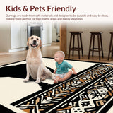 Ultra Soft Area Rug, Non Slip, Stain Resistant, Washable Area Rugs for Living Room, Bedroom, Contrasting Black Cream Animal Print Elegance(Beige)