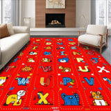 Ultra Soft Area Rug, Non Slip, Stain Resistant, Washable Area Rugs for Living Room, Bedroom, Interactive Colorful Animal Scene(Red)