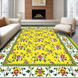 Ultra Soft Area Rug, Non Slip, Stain Resistant, Washable Area Rugs for Living Room, Bedroom, Joyful Floral Scallop Accent(Yellow)