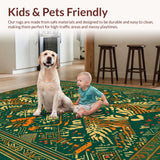 Ultra Soft Area Rug, Non Slip, Stain Resistant, Washable Area Rugs for Living Room, Bedroom, Vintage Animal Print Aesthetic(Green)