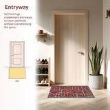Ultra Soft Area Rug, Non Slip, Stain Resistant, Washable Area Rugs for Living Room, Bedroom, Colorful Town Life Educational Design(Red)