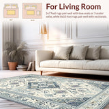 Ultra Soft Area Rug, Non Slip, Stain Resistant, Washable Area Rugs for Living Room, Bedroom, Rustic Gray Tiled Motif(Beige)