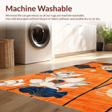 Ultra Soft Area Rug, Non Slip, Stain Resistant, Washable Area Rugs for Living Room, Bedroom, Tropical Floral Oasis Vibes(Orange)