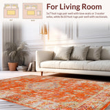 Ultra Soft Area Rug, Non Slip, Stain Resistant, Washable Area Rugs for Living Room, Bedroom, Elegant Soft Tiled Pattern Aesthetic(Orange)