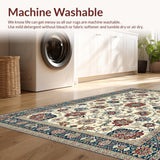 Ultra Soft Area Rug, Non Slip, Stain Resistant, Washable Area Rugs for Living Room, Bedroom, Vibrant Pastel Botanical Design(Beige)