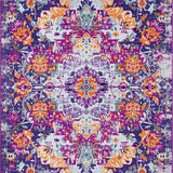 Ultra Soft Area Rug, Non Slip, Stain Resistant, Washable Area Rugs for Living Room, Bedroom, Eclectic Colorful Floral Design(Purple)