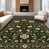 Ultra Soft Area Rug, Non Slip, Stain Resistant, Washable Area Rugs for Living Room, Bedroom, Contemporary Dark Botanical Artistry(Green)