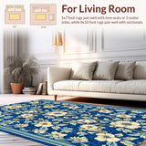 Ultra Soft Area Rug, Non Slip, Stain Resistant, Washable Area Rugs for Living Room, Bedroom, Boho Vintage Blue Living Room Non Slip Rug(Blue)