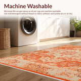 Ultra Soft Area Rug, Non Slip, Stain Resistant, Washable Area Rugs for Living Room, Bedroom, Charming Soft Textured Motif Runner(Orange)
