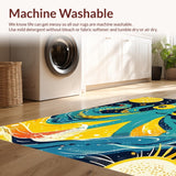 Ultra Soft Area Rug, Non Slip, Stain Resistant, Washable Area Rugs for Living Room, Bedroom, Giant Squid Graphic Rug - Sea Animal Decor Modern Carpet(Blue)