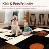 Ultra Soft Area Rug, Non Slip, Stain Resistant, Washable Area Rugs for Living Room, Bedroom, Vivid Whimsical Cat Illustration(Black)