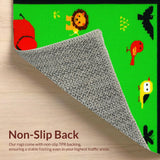 Ultra Soft Area Rug, Non Slip, Stain Resistant, Washable Area Rugs for Living Room, Bedroom, Playful Animal Alphabetic Pattern(Green)