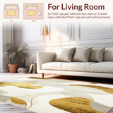 Ultra Soft Area Rug, Non Slip, Stain Resistant, Washable Area Rugs for Living Room, Bedroom, Crimson Tide Gold Swirls and Beige Abstract Area(White)