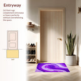 Ultra Soft Area Rug, Non Slip, Stain Resistant, Washable Area Rugs for Living Room, Bedroom, Playful Modern Abstract Swirls(Purple)
