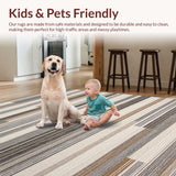 Ultra Soft Area Rug, Non Slip, Stain Resistant, Washable Area Rugs for Living Room, Bedroom, Contemporary Textured Line Arrangement(Gray)