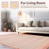 Ultra Soft Area Rug, Non Slip, Stain Resistant, Washable Area Rugs for Living Room, Bedroom, Bow Motif Carpet with Playful Uno Reverse Icon in Pink Palette(Pink)