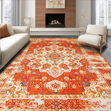 Ultra Soft Area Rug, Non Slip, Stain Resistant, Washable Area Rugs for Living Room, Bedroom, Contemporary Bright Floral Impression(Orange)