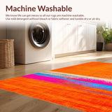 Ultra Soft Area Rug, Non Slip, Stain Resistant, Washable Area Rugs for Living Room, Bedroom, Vibrant Abstract Splash Art(Orange)