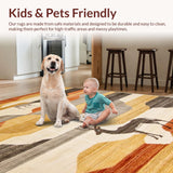 Ultra Soft Area Rug, Non Slip, Stain Resistant, Washable Area Rugs for Living Room, Bedroom, Elegant Earthy Toned Print(Beige)