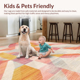 Ultra Soft Area Rug, Non Slip, Stain Resistant, Washable Area Rugs for Living Room, Bedroom, Peach Fusion: Modern, Abstract Rug(Pink)