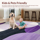 Ultra Soft Area Rug, Non Slip, Stain Resistant, Washable Area Rugs for Living Room, Bedroom, Playful Colorful Crescent(Purple)