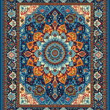 Ultra Soft Area Rug, Non Slip, Stain Resistant, Washable Area Rugs for Living Room, Bedroom, Brightly Colored Ethnic Print Theme(Blue)