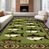 Ultra Soft Area Rug, Non Slip, Stain Resistant, Washable Area Rugs for Living Room, Bedroom, Vintage Fishing Scene Aesthetic(Green)
