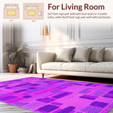 Ultra Soft Area Rug, Non Slip, Stain Resistant, Washable Area Rugs for Living Room, Bedroom, Whimsical Script with Elegant Flair(Purple)