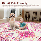 Ultra Soft Area Rug, Non Slip, Stain Resistant, Washable Area Rugs for Living Room, Bedroom, Chic Colorful Abstract Motif(White)