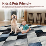 Ultra Soft Area Rug, Non Slip, Stain Resistant, Washable Area Rugs for Living Room, Bedroom, Sleek Modern Geometric Aesthetic(Gray)