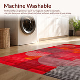 Ultra Soft Area Rug, Non Slip, Stain Resistant, Washable Area Rugs for Living Room, Bedroom, Bold Abstract Circle Composition(Red)