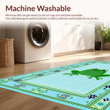 Ultra Soft Area Rug, Non Slip, Stain Resistant, Washable Area Rugs for Living Room, Bedroom, Charming Checkered Animal Motif(Blue)