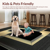 Ultra Soft Area Rug, Non Slip, Stain Resistant, Washable Area Rugs for Living Room, Bedroom, Dynamic Monochrome Geometric Shapes(Gold)