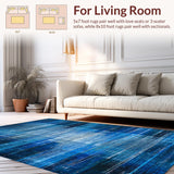 Ultra Soft Area Rug, Non Slip, Stain Resistant, Washable Area Rugs for Living Room, Bedroom, Blue Abstract Rug, Washable, Non-Slip(Blue)