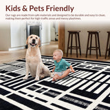 Ultra Soft Area Rug, Non Slip, Stain Resistant, Washable Area Rugs for Living Room, Bedroom, Playful Monochrome Animal Motif(Black)