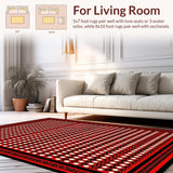 Ultra Soft Area Rug, Non Slip, Stain Resistant, Washable Area Rugs for Living Room, Bedroom, Luxurious Vintage Dice Layout(Red)